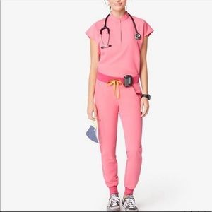 Figs Neon Pink Scrub Set